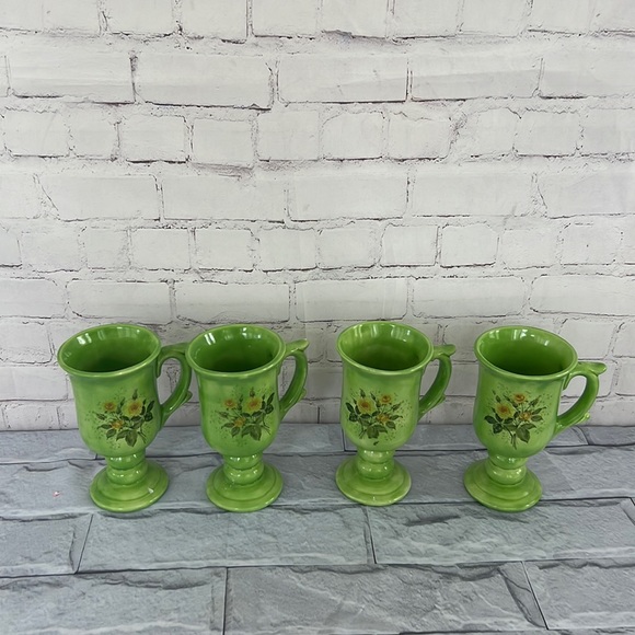 vintage green stemmed mugs - Picture 5 of 9